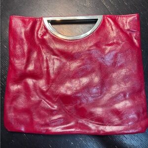 Style & Co Red Clutch Silver Handle Y2K Style 2000s Evening Bag
